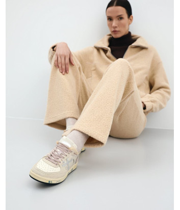 Кожаные кеды на меху PREMIATA BSKT CLAYD 7073M бежевые