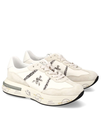 Женские кроссовки PREMIATA CASSIE 7682 комбинированные бежевые