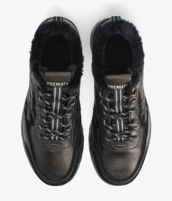 Мужские кроссовки PREMIATA NOUS 7732M на меху черные