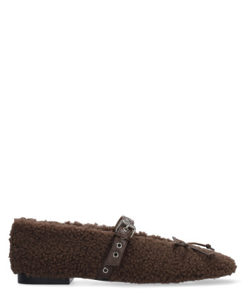 Плюшевые балетки BIBI LOU 730Z92VK с ремешком коричневые