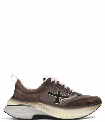 Кожаные кроссовки PREMIATA HILL 7896 на платформе коричневые