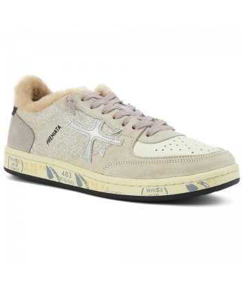 Женские кеды на меху PREMIATA BSKT CLAYD 7073M бежевые