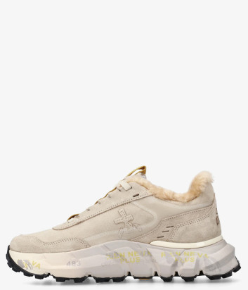 Замшевые кроссовки на меху PREMIATA DEVIND 446M бежевые