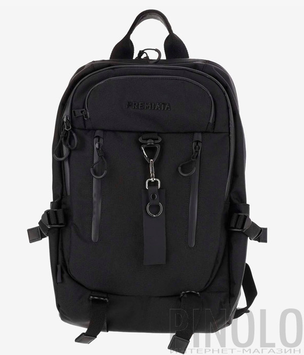Нейлоновий рюкзак PREMIATA VENTURA 2127 із зовнішніми кишенями чорний
