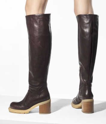 Сапоги с прямым голенищем и каблуком AGL Franky D278500 коричневые