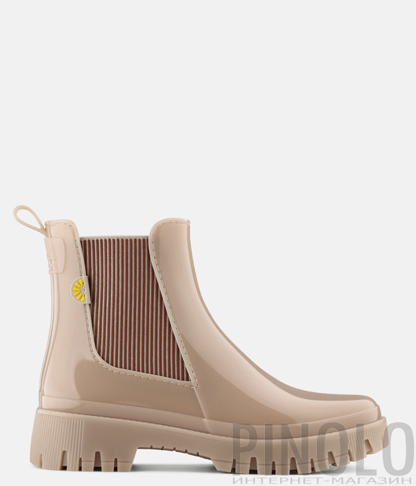 Резиновые ботинки LEMON JELLY Hallie с текстурированной резинкой бежевые