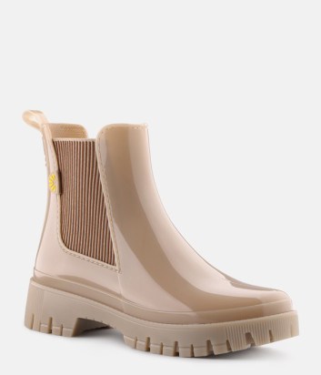 Резиновые ботинки LEMON JELLY Hallie с текстурированной резинкой бежевые
