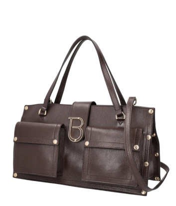 Кожаная сумка TOSCA BLU Elodie TF2527B30 с внешними карманами коричневая