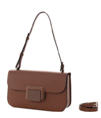 Сумка-багет в гладкой коже CROMIA 1406059 с откидным клапаном коричневая