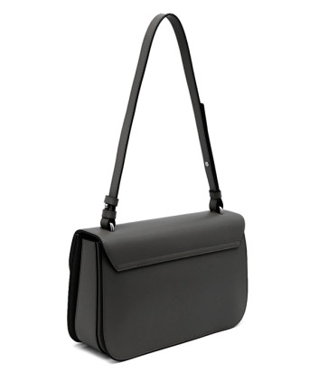 Сумка-багет в гладкой коже CROMIA 1406059 с откидным клапаном черная