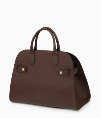 Кожаная сумка CROMIA 1406122 дополнена декоративной пряжкой с логотипом коричневая