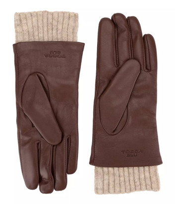 Женские кожаные перчатки TOSCA BLU TF24560G03 коричневые