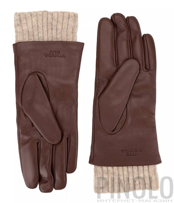 Женские кожаные перчатки TOSCA BLU TF24560G03 коричневые