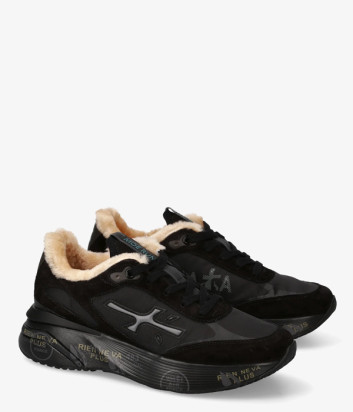 Кожаные кроссовки на меху PREMIATA MOERUND 7795M черные