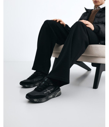 Кожаные кроссовки PREMIATA MOERUN 6445 со вставками черные