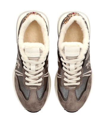 Женские кроссовки на меху PREMIATA CASSIE 7072M серо-коричневые