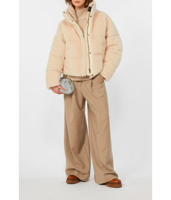 Укороченный пуховик с мягкой фактурой WEEKEND Max Mara ALFREDO бежевый