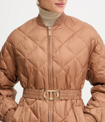 Стеганая куртка свободного кроя TWINSET 252TP2130 коричневая