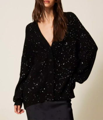 Кардиган из пряжи с пайетками TWINSET 252LL3BDD черный