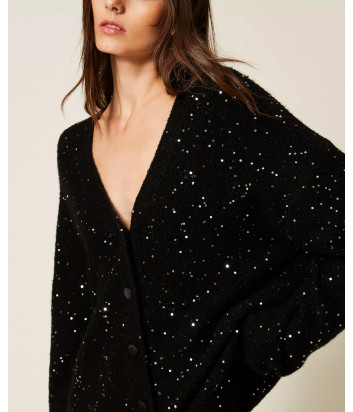 Кардиган из пряжи с пайетками TWINSET 252LL3BDD черный