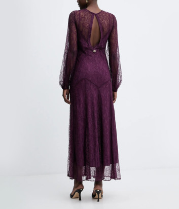 Длинное кружевное платье TWINSET 252TT2261 с комбинацией фиолетовое