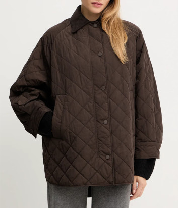 Куртка из водоотталкивающей тафты WEEKEND Max Mara PEPATO с ромбовидной стежкой коричневая