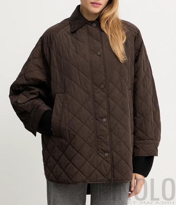 Куртка из водоотталкивающей тафты WEEKEND Max Mara PEPATO с ромбовидной стежкой коричневая