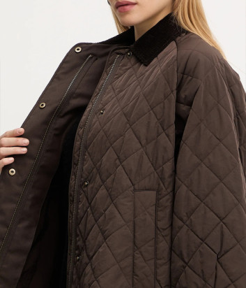Куртка из водоотталкивающей тафты WEEKEND Max Mara PEPATO с ромбовидной стежкой коричневая