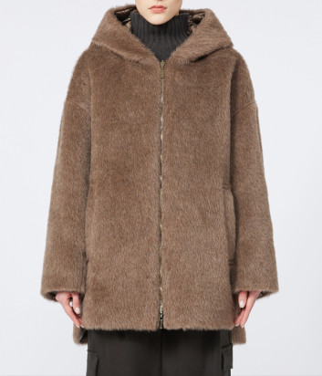 Утепленная двусторонняя куртка Max Mara The Cube SPACEFE прямого кроя коричневая