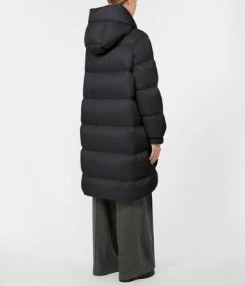 Пуховик прямого кроя Max Mara The Cube SEI с капюшоном на завязках черный