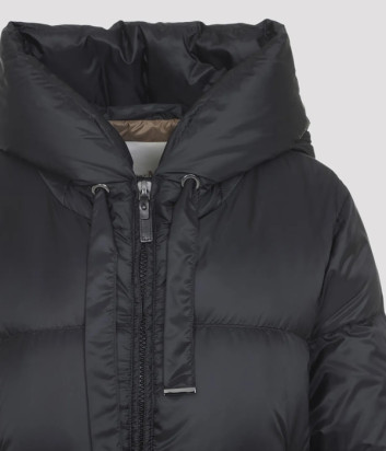 Пуховик прямого кроя Max Mara The Cube SEI с капюшоном на завязках черный