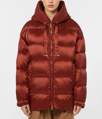 Пуховик с капюшоном и кулиской по низу Max Mara The Cube FELICE красный