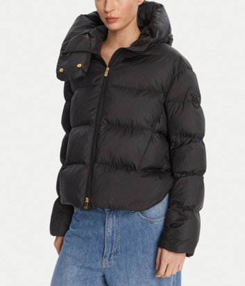 Короткий пуховик PINKO 101602 A2P6 стьобаний з горизонтальним візерунком чорний