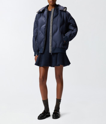 Утепленная куртка-бомбер с капюшоном PINKO 105336 A2OK синяя