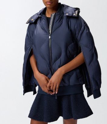 Утепленная куртка-бомбер с капюшоном PINKO 105336 A2OK синяя