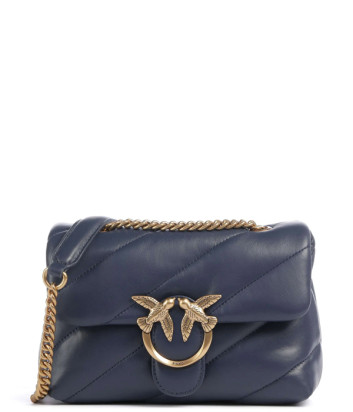 Сумка у стьобаній шкірі PINKO Love Mini Puff 100039 із золотистою фурнітурою синя