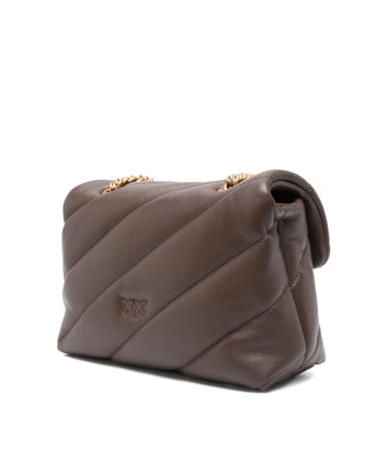 Сумка в стеганной коже PINKO Love Mini Puff 100039 с золотистой фурнитурой коричневая
