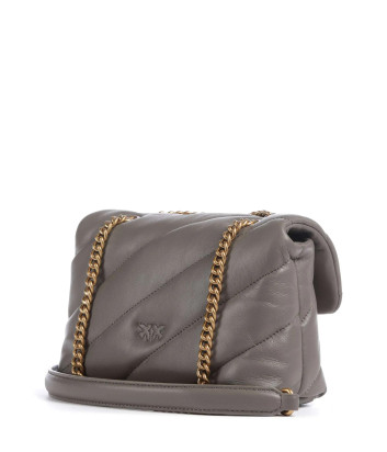 Сумка в стеганной коже PINKO Love Mini Puff 100039 с золотистой фурнитурой серая