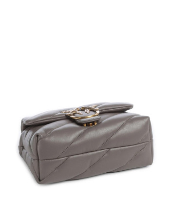 Сумка в стеганной коже PINKO Love Mini Puff 100039 с золотистой фурнитурой серая