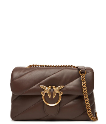 Сумка в стьобаній шкірі PINKO Love Classic Puff 100038 із золотистою фурнітурою коричнева