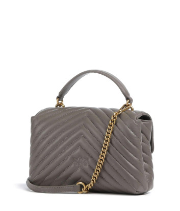 Сумка в стеганной коже PINKO Love Lady Puff Mini 100044 с золотистой фурнитурой серая