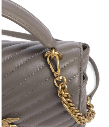 Сумка в стеганной коже PINKO Love Lady Puff Mini 100044 с золотистой фурнитурой серая