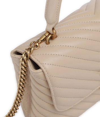 Сумка в стеганной коже PINKO Love Lady Puff Classic 100043 с золотистой фурнитурой бежевая