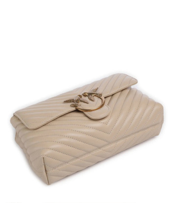 Сумка в стеганной коже PINKO Love Lady Puff Classic 100043 с золотистой фурнитурой бежевая