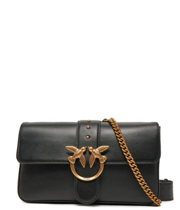 Шкіряна сумка PINKO Love One Classic Slouchy 104524 з широким плечовим ременем чорна