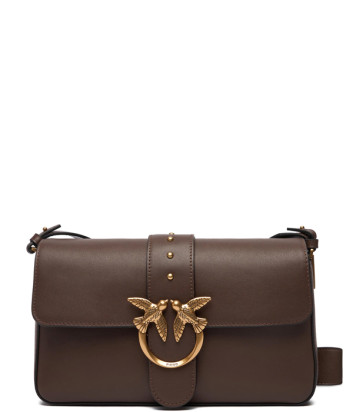 Шкіряна сумка PINKO Love One Classic Slouchy 104524 з широким плечовим ременем коричнева
