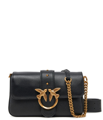 Шкіряна сумка PINKO Love One Mini Slouchy 104340 з широким плечовим ременем чорна
