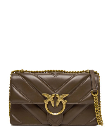 Сумка в стьобаній шкірі PINKO Love Bag Classic 104549 із золотистою фурнітурою коричнева