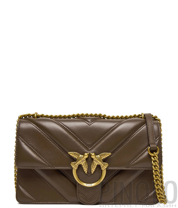Сумка в стеганной коже PINKO Love Bag Classic 104549 с золотистой фурнитурой коричневая