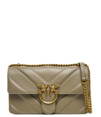 Сумка в стьобаній шкірі PINKO Love Bag Classic 104549 із золотистою фурнітурою сіра